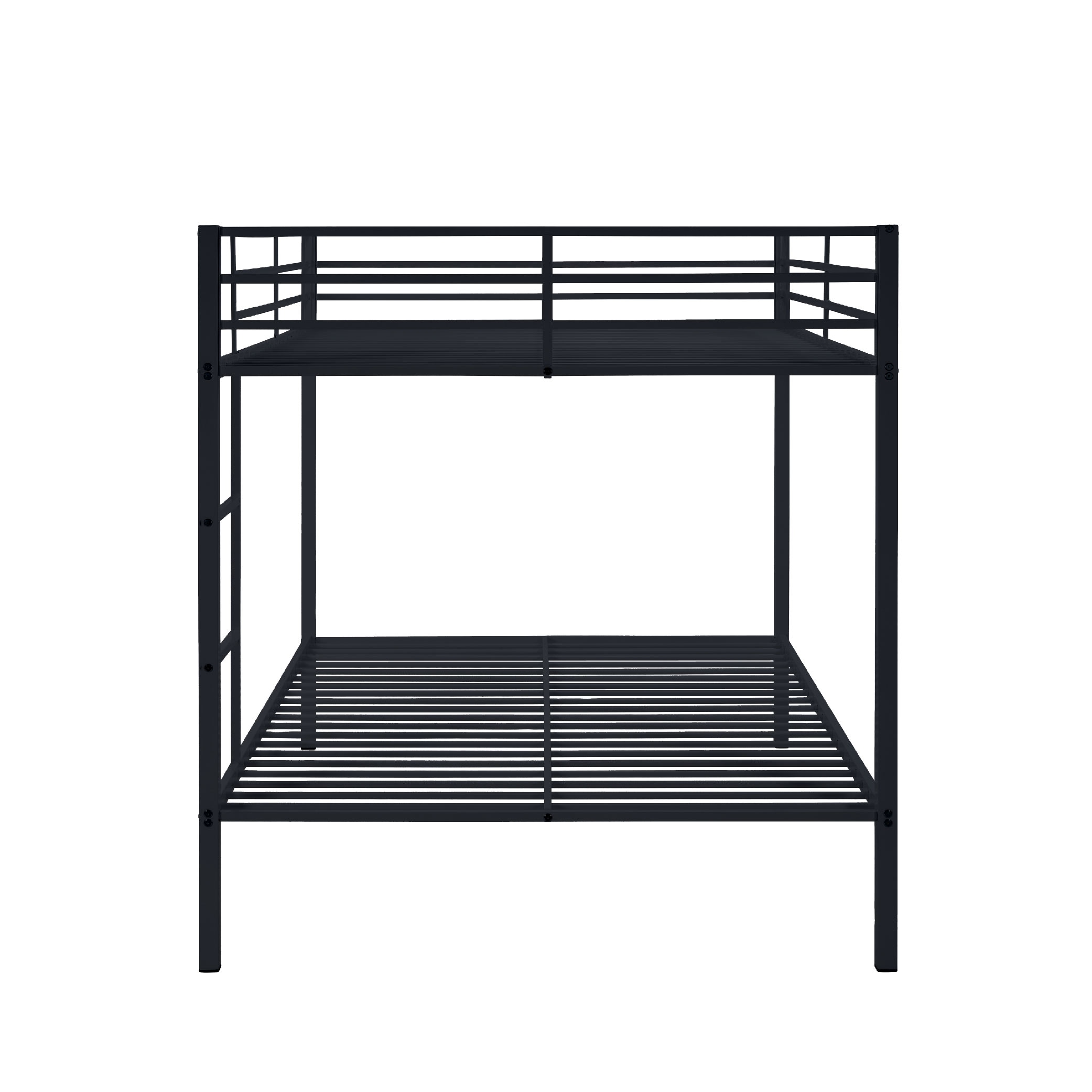 Full Over Full Bunk Bed, Heavy Duty Metal Bunk Bed Frame With Built-in Ladder And Safety Guard Rail, Low Metal Bunk Bed Frame For Kids, No Boxspring Required, For Small Spaces, Black_voghion.com